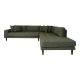 HOUSE NORDIC Lido hjrnesofa, hjrevendt, m. 4 puder - olivengrn polyester og sort tr