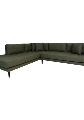HOUSE NORDIC Lido hjrnesofa, venstrevendt, m. 4 puder - olivengrn polyester og sort tr