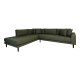 HOUSE NORDIC Lido hjrnesofa, venstrevendt, m. 4 puder - olivengrn polyester og sort tr