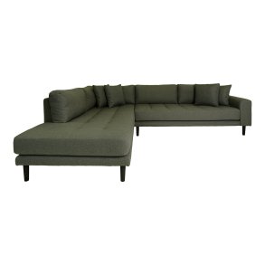 HOUSE NORDIC Lido hjrnesofa, venstrevendt, m. 4 puder - olivengrn polyester og sort tr