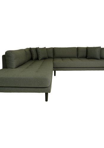 HOUSE NORDIC Lido hjrnesofa, venstrevendt, m. 4 puder - olivengrn polyester og sort tr