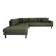 HOUSE NORDIC Lido hjrnesofa, venstrevendt, m. 4 puder - olivengrn polyester og sort tr