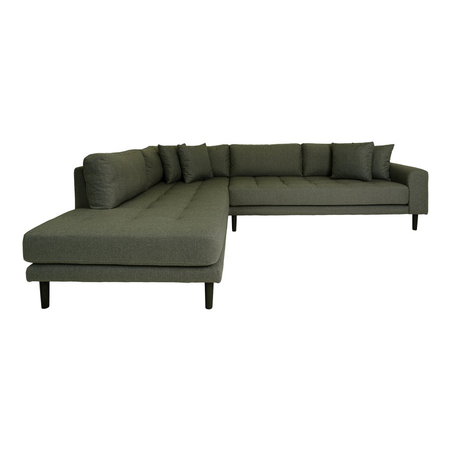 HOUSE NORDIC Lido hjrnesofa, venstrevendt, m. 4 puder - olivengrn polyester og sort tr
