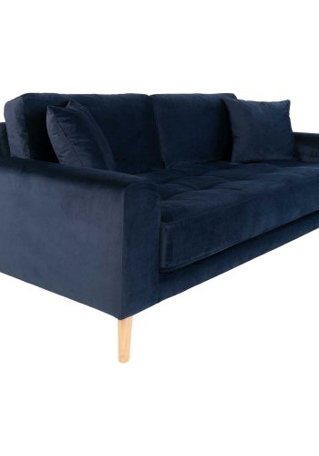 HOUSE NORDIC Lido 2,5 pers sofa - mrkebl velour og natur tr
