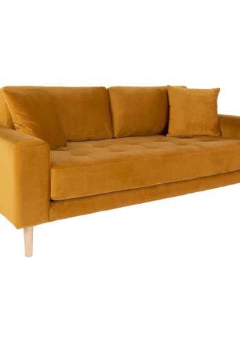 HOUSE NORDIC Lido 2,5 pers sofa - sennepsgul velour og natur tr