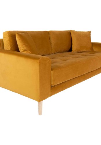 HOUSE NORDIC Lido 2,5 pers sofa - sennepsgul velour og natur tr