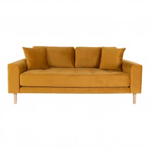 HOUSE NORDIC Lido 2,5 pers sofa - sennepsgul velour og natur tr