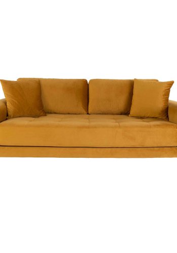 HOUSE NORDIC Lido 2,5 pers sofa - sennepsgul velour og natur tr