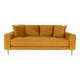 HOUSE NORDIC Lido 2,5 pers sofa - sennepsgul velour og natur tr