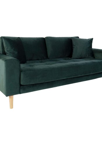 HOUSE NORDIC Lido 2,5 pers sofa - mrkegrn velour og natur tr