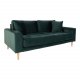 HOUSE NORDIC Lido 2,5 pers sofa - mrkegrn velour og natur tr