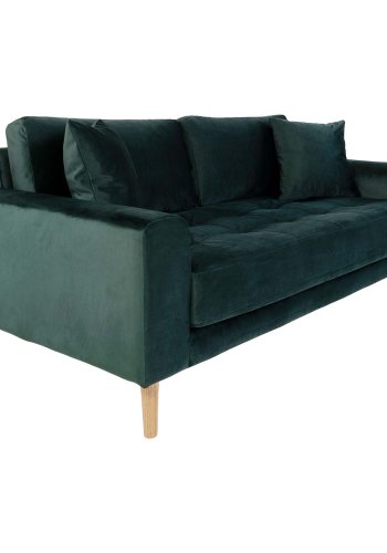 HOUSE NORDIC Lido 2,5 pers sofa - mrkegrn velour og natur tr