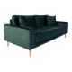 HOUSE NORDIC Lido 2,5 pers sofa - mrkegrn velour og natur tr