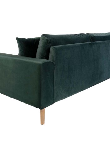 HOUSE NORDIC Lido 2,5 pers sofa - mrkegrn velour og natur tr