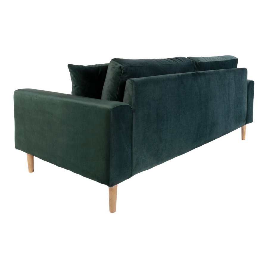 HOUSE NORDIC Lido 2,5 pers sofa - mrkegrn velour og natur tr