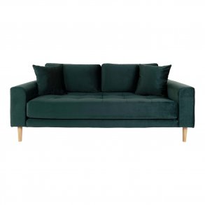 HOUSE NORDIC Lido 2,5 pers sofa - mrkegrn velour og natur tr