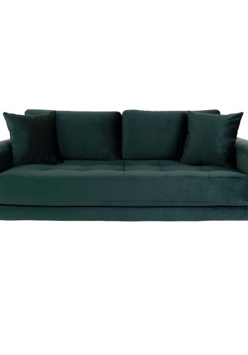 HOUSE NORDIC Lido 2,5 pers sofa - mrkegrn velour og natur tr