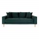 HOUSE NORDIC Lido 2,5 pers sofa - mrkegrn velour og natur tr