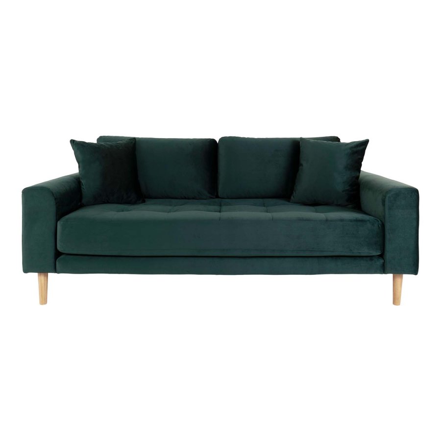 HOUSE NORDIC Lido 2,5 pers sofa - mrkegrn velour og natur tr