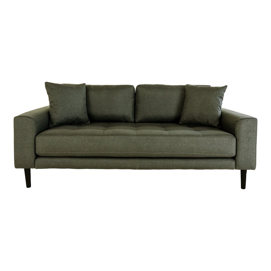 HOUSE NORDIC Lido 2,5 pers. sofa, m. 2 puder - olivengrn polyester og sort tr