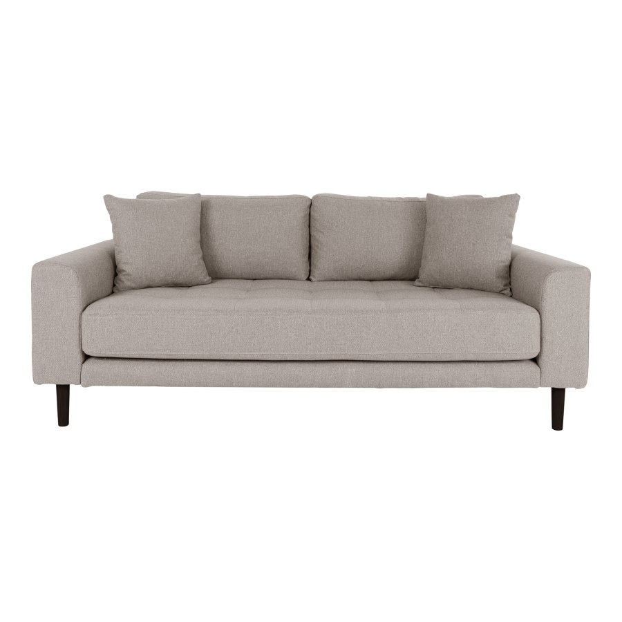 HOUSE NORDIC Lido 2,5 pers. sofa, m. 2 puder - stone polyester og sort tr