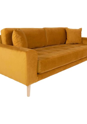 HOUSE NORDIC Lido 3 pers sofa - sennepsgul velour og natur tr