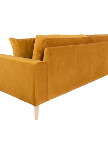 HOUSE NORDIC Lido 3 pers sofa - sennepsgul velour og natur tr