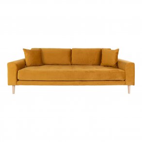 HOUSE NORDIC Lido 3 pers sofa - sennepsgul velour og natur tr