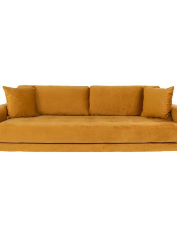 HOUSE NORDIC Lido 3 pers sofa - sennepsgul velour og natur tr