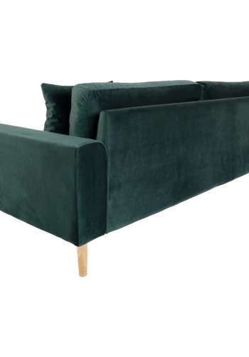 HOUSE NORDIC Lido 3 pers sofa - mrkegrn velour og natur tr
