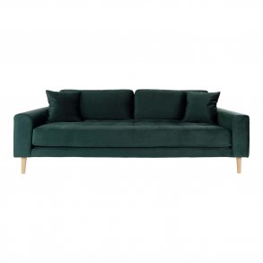 HOUSE NORDIC Lido 3 pers sofa - mrkegrn velour og natur tr