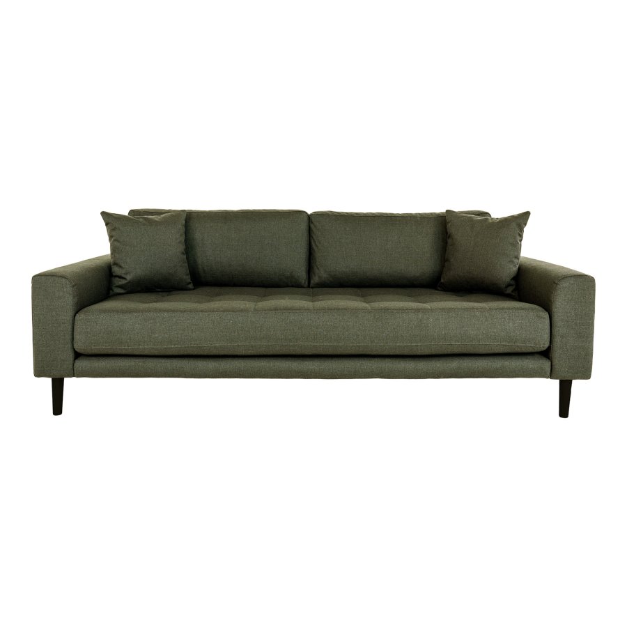 HOUSE NORDIC Lido 3 pers. sofa, m. 2 puder - olivengrn polyester og sort tr