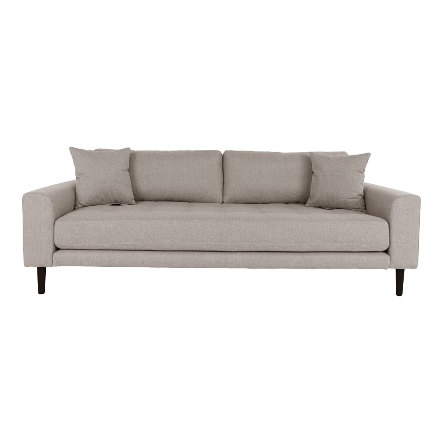HOUSE NORDIC Lido 3 pers. sofa, m. 2 puder - stone polyester og sort tr