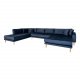 HOUSE NORDIC Lido U-sofa ben Ende, m. hjre chaiselong - mrkebl velour og natur tr