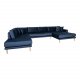 HOUSE NORDIC Lido U-sofa ben Ende, m. hjre chaiselong - mrkebl velour og natur tr