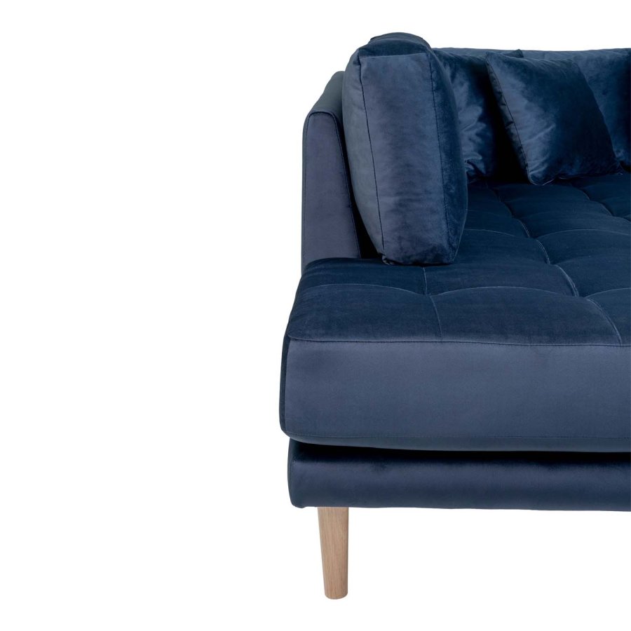 HOUSE NORDIC Lido U-sofa ben Ende, m. hjre chaiselong - mrkebl velour og natur tr