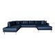HOUSE NORDIC Lido U-sofa ben Ende, m. hjre chaiselong - mrkebl velour og natur tr