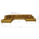 HOUSE NORDIC  Lido U-Sofa ben Ende - U-Sofa ben Ende, hjrevendt i sennepsgul velour med fire puder med natur trben, HN1004