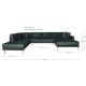 HOUSE NORDIC  Lido U-Sofa ben Ende - U-Sofa ben Ende, hjrevendt i mrkegrn velour med fire puder og natur trben, HN1006
