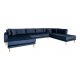 HOUSE NORDIC Lido U-sofa ben Ende, m. venstre chaiselong - mrkebl velour og natur tr