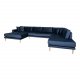HOUSE NORDIC Lido U-sofa ben Ende, m. venstre chaiselong - mrkebl velour og natur tr