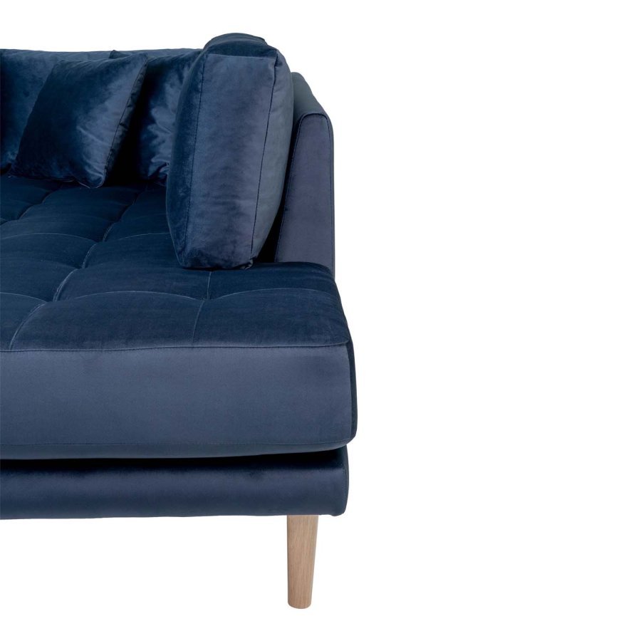 HOUSE NORDIC Lido U-sofa ben Ende, m. venstre chaiselong - mrkebl velour og natur tr