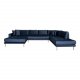 HOUSE NORDIC Lido U-sofa ben Ende, m. venstre chaiselong - mrkebl velour og natur tr