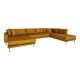 HOUSE NORDIC  Lido U-Sofa ben Ende - U-Sofa ben Ende, venstrevendt i sennepsgul velour med fire puder og natur trben, HN1004