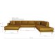 HOUSE NORDIC  Lido U-Sofa ben Ende - U-Sofa ben Ende, venstrevendt i sennepsgul velour med fire puder og natur trben, HN1004