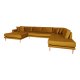 HOUSE NORDIC  Lido U-Sofa ben Ende - U-Sofa ben Ende, venstrevendt i sennepsgul velour med fire puder og natur trben, HN1004