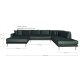 HOUSE NORDIC  Lido U-Sofa ben Ende - U-Sofa ben Ende, venstrevendt i mrkegrn velour med fire puder og natur trben, HN1006