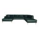 HOUSE NORDIC  Lido U-Sofa ben Ende - U-Sofa ben Ende, venstrevendt i mrkegrn velour med fire puder og natur trben, HN1006