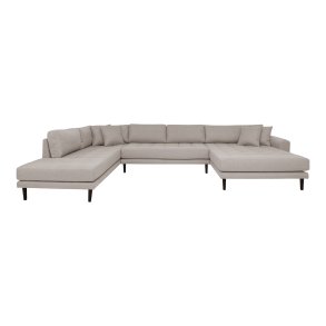 HOUSE NORDIC Lido U-Sofa, m. ben ende hjrevendt og 4 puder - stone polyester og sort tr