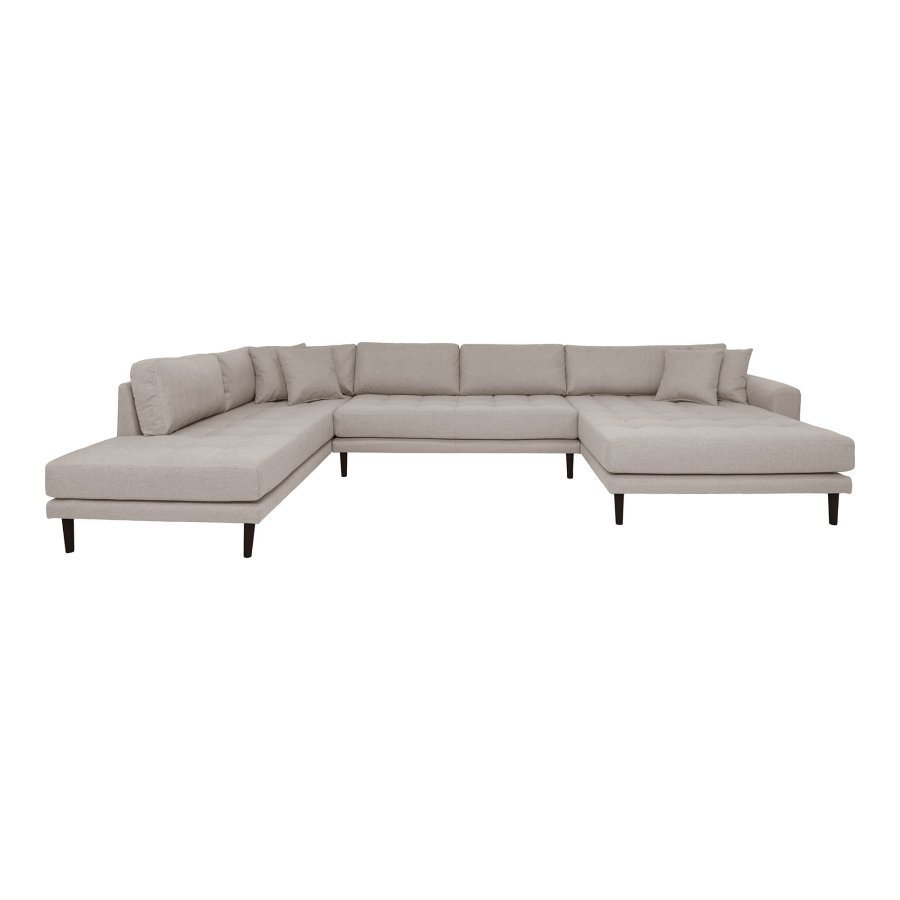HOUSE NORDIC Lido U-Sofa, m. ben ende hjrevendt og 4 puder - stone polyester og sort tr